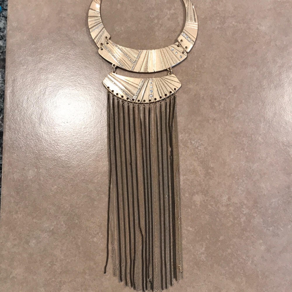 Extra Long Gold Statement Necklace